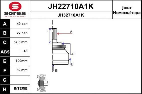 SNRA JH22710A1K - Каре комплект, полуоска vvparts.bg