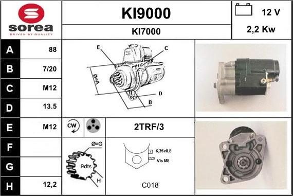 SNRA KI9000 - Стартер vvparts.bg