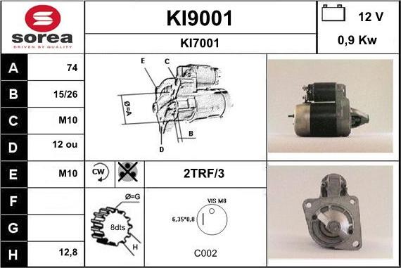 SNRA KI9001 - Стартер vvparts.bg