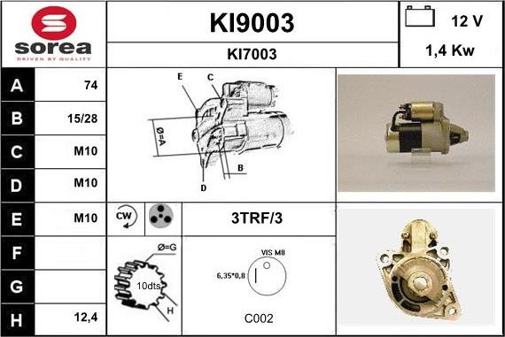 SNRA KI9003 - Стартер vvparts.bg