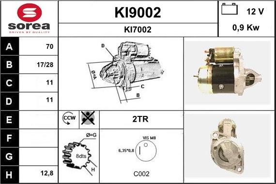 SNRA KI9002 - Стартер vvparts.bg