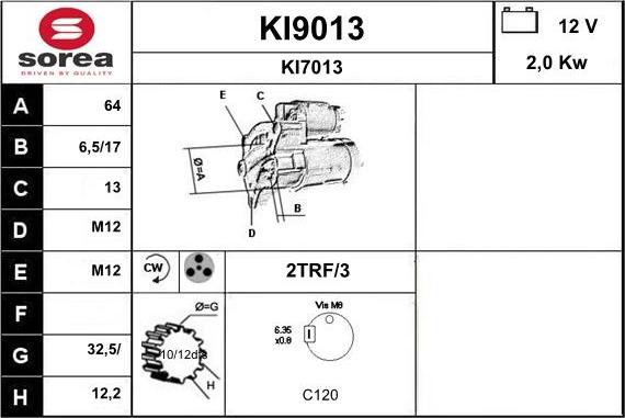 SNRA KI9013 - Стартер vvparts.bg