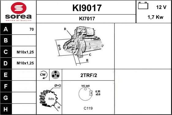 SNRA KI9017 - Стартер vvparts.bg