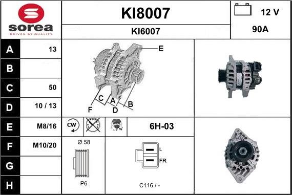 SNRA KI8007 - Генератор vvparts.bg