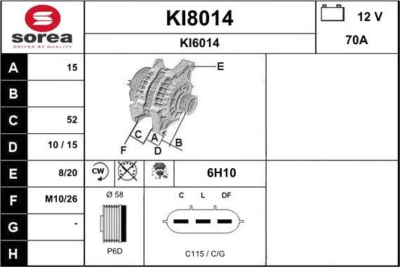 SNRA KI8014 - Генератор vvparts.bg