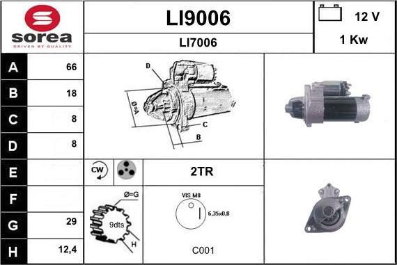 SNRA LI9006 - Стартер vvparts.bg