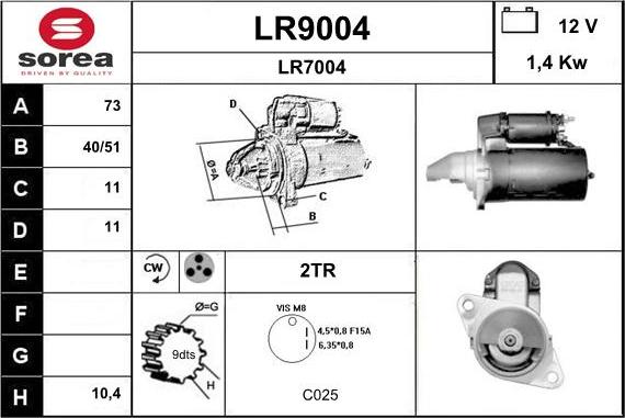 SNRA LR9004 - Стартер vvparts.bg