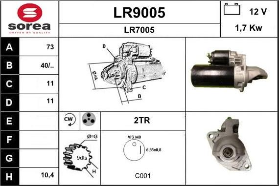 SNRA LR9005 - Стартер vvparts.bg