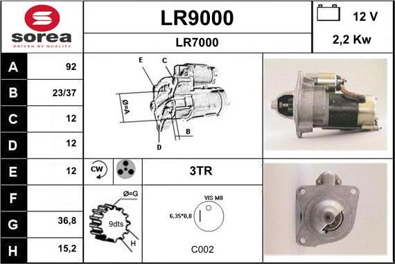 SNRA LR9000 - Стартер vvparts.bg