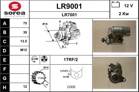 SNRA LR9001 - Стартер vvparts.bg