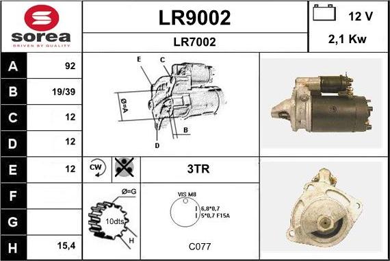 SNRA LR9002 - Стартер vvparts.bg