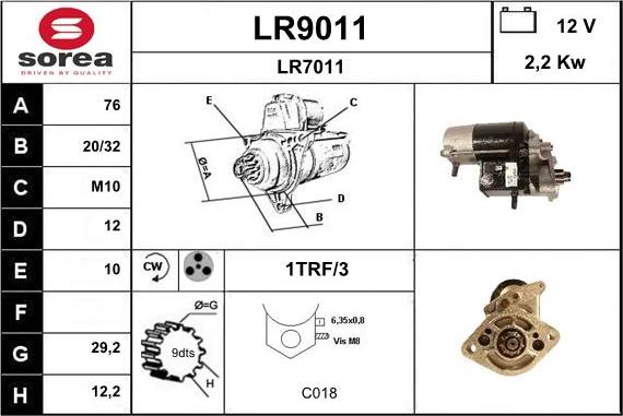 SNRA LR9011 - Стартер vvparts.bg