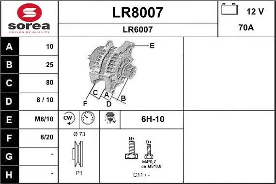 SNRA LR8007 - Генератор vvparts.bg