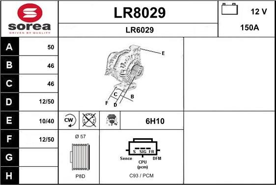 SNRA LR8029 - Генератор vvparts.bg