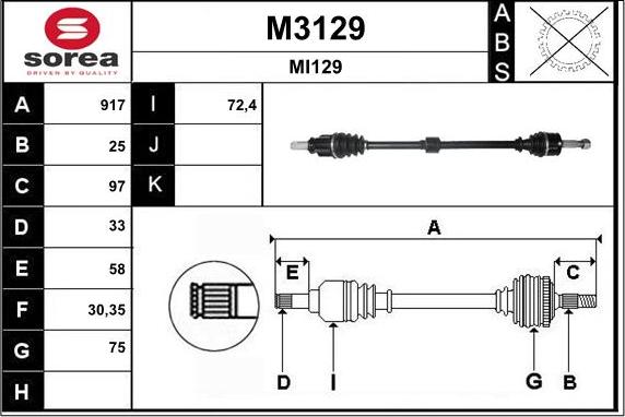 SNRA M3129 - Полуоска vvparts.bg