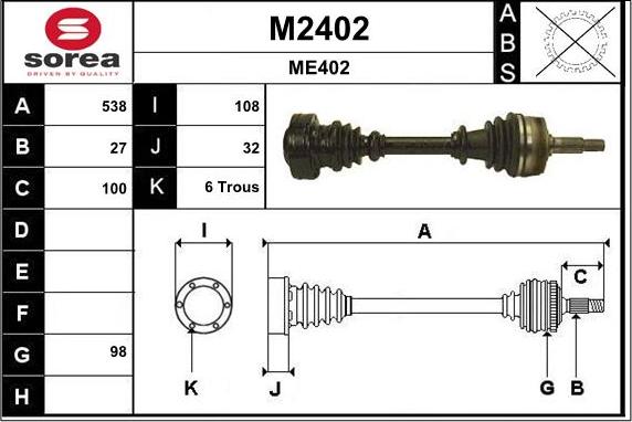 SNRA M2402 - Полуоска vvparts.bg