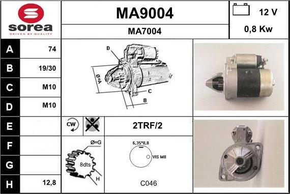 SNRA MA9004 - Стартер vvparts.bg