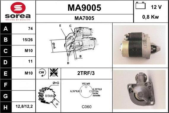 SNRA MA9005 - Стартер vvparts.bg