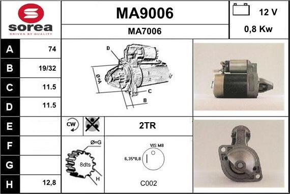 SNRA MA9006 - Стартер vvparts.bg