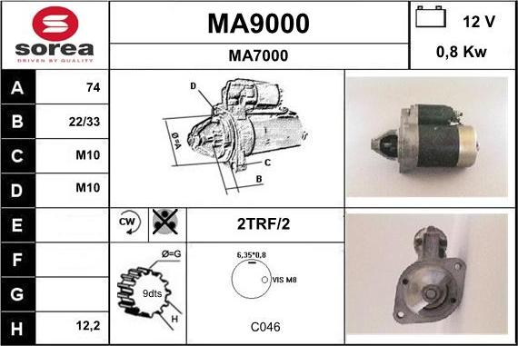 SNRA MA9000 - Стартер vvparts.bg