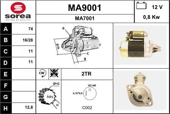 SNRA MA9001 - Стартер vvparts.bg