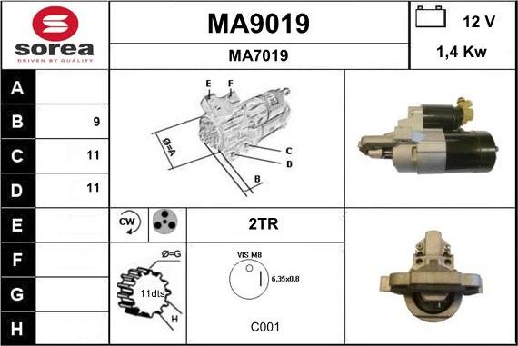 SNRA MA9019 - Стартер vvparts.bg