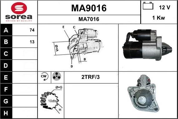 SNRA MA9016 - Стартер vvparts.bg