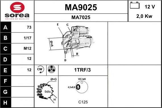 SNRA MA9025 - Стартер vvparts.bg