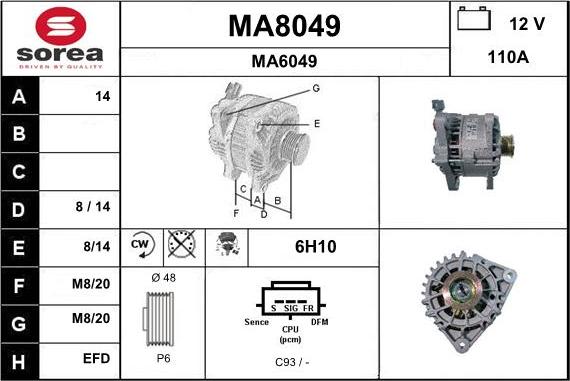 SNRA MA8049 - Генератор vvparts.bg