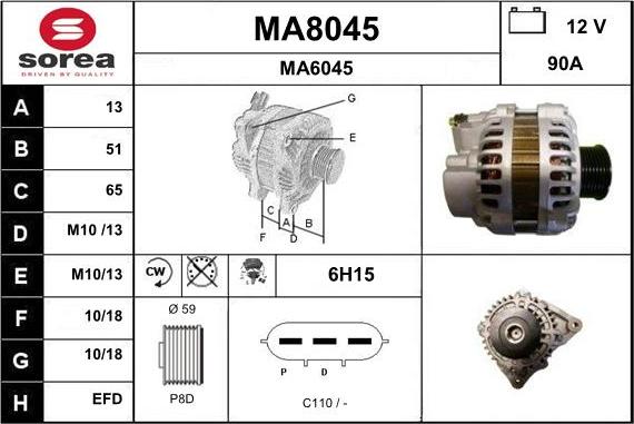 SNRA MA8045 - Генератор vvparts.bg