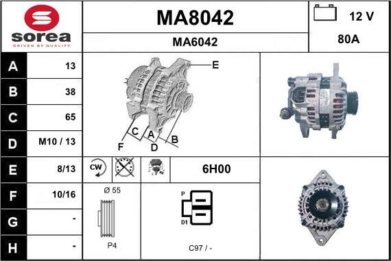 SNRA MA8042 - Генератор vvparts.bg