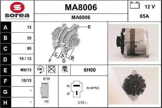 SNRA MA8006 - Генератор vvparts.bg