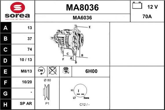 SNRA MA8036 - Генератор vvparts.bg