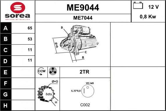 SNRA ME9044 - Стартер vvparts.bg