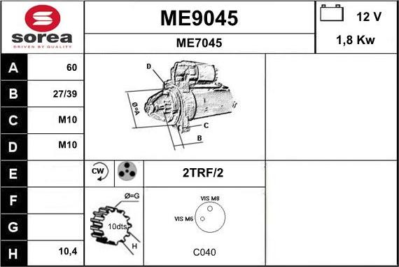 SNRA ME9045 - Стартер vvparts.bg