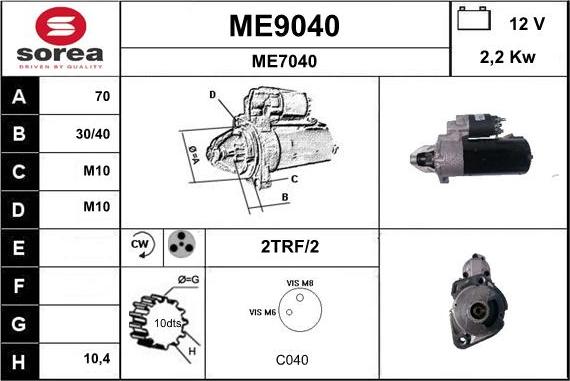 SNRA ME9040 - Стартер vvparts.bg