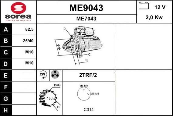 SNRA ME9043 - Стартер vvparts.bg