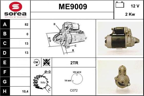 SNRA ME9009 - Стартер vvparts.bg