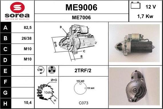 SNRA ME9006 - Стартер vvparts.bg