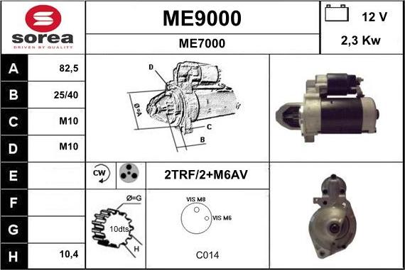 SNRA ME9000 - Стартер vvparts.bg