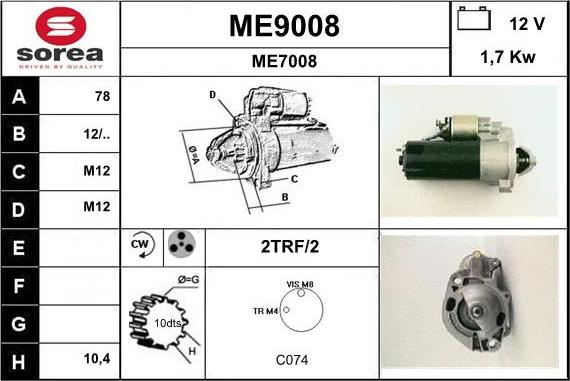 SNRA ME9008 - Стартер vvparts.bg