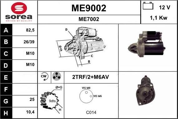 SNRA ME9002 - Стартер vvparts.bg