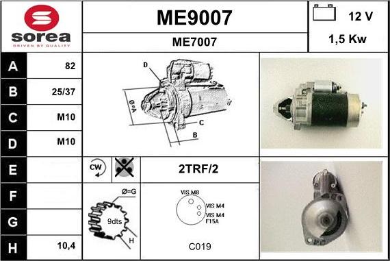 SNRA ME9007 - Стартер vvparts.bg