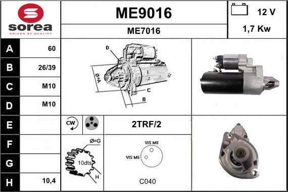 SNRA ME9016 - Стартер vvparts.bg