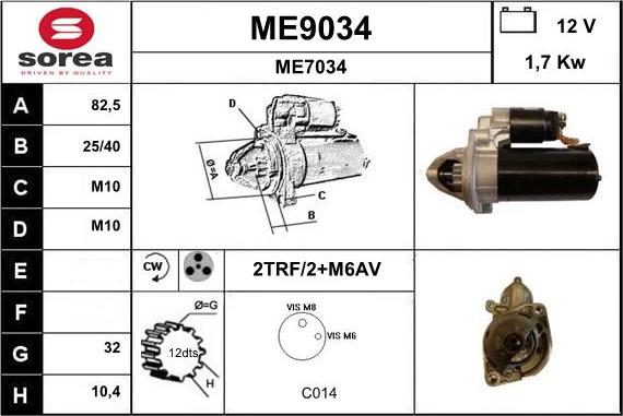 SNRA ME9034 - Стартер vvparts.bg