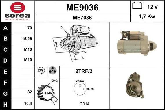 SNRA ME9036 - Стартер vvparts.bg