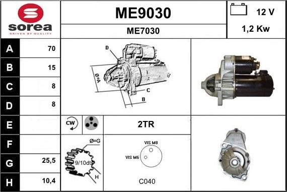 SNRA ME9030 - Стартер vvparts.bg