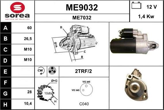 SNRA ME9032 - Стартер vvparts.bg