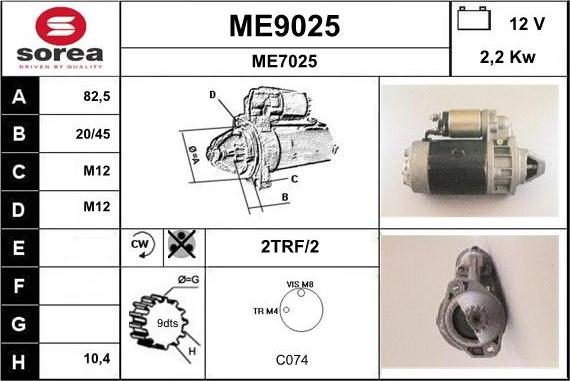 SNRA ME9025 - Стартер vvparts.bg