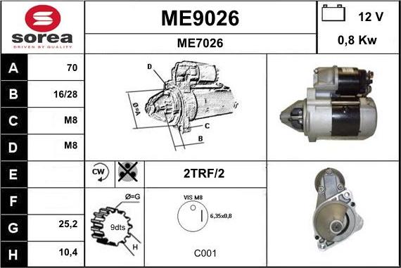 SNRA ME9026 - Стартер vvparts.bg